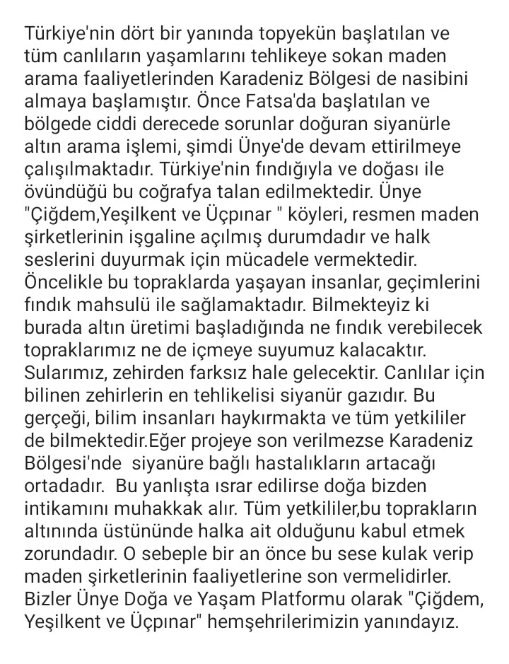 VeUnye's tweet photo. @direnucpinar @dnzbkmdrg @YasamDirenn @FatsaUnyeDoga @350ankara @karadenizisyan @ekolojibirligi @YeryuzuGuncesi @KentinTozu https://t.co/hERQgJBeqR