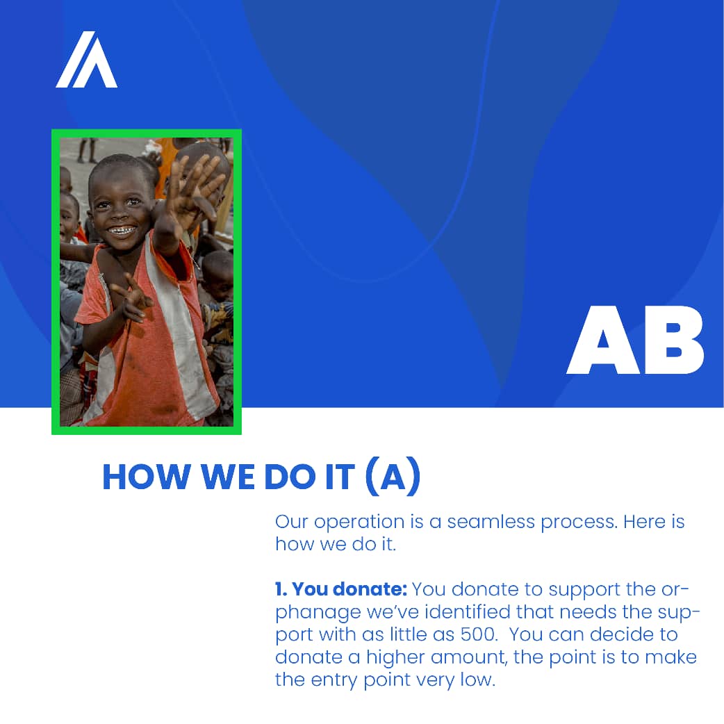 projectabel_'s tweet photo. Who are we? 
We are a non-profit organization set up with the sole aim of providing support to existing orphanages and vulnerable children's homes

Our Why
Some people still have the mindset of giving to charity should be when they have money in excess. This is an obstacle to https://t.co/0ZZ6iRYaI5