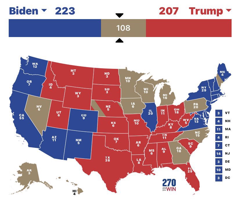 SarwanBarzani_'s tweet photo. Electoral map yet.
#USElection2020 https://t.co/THzUx7XGob