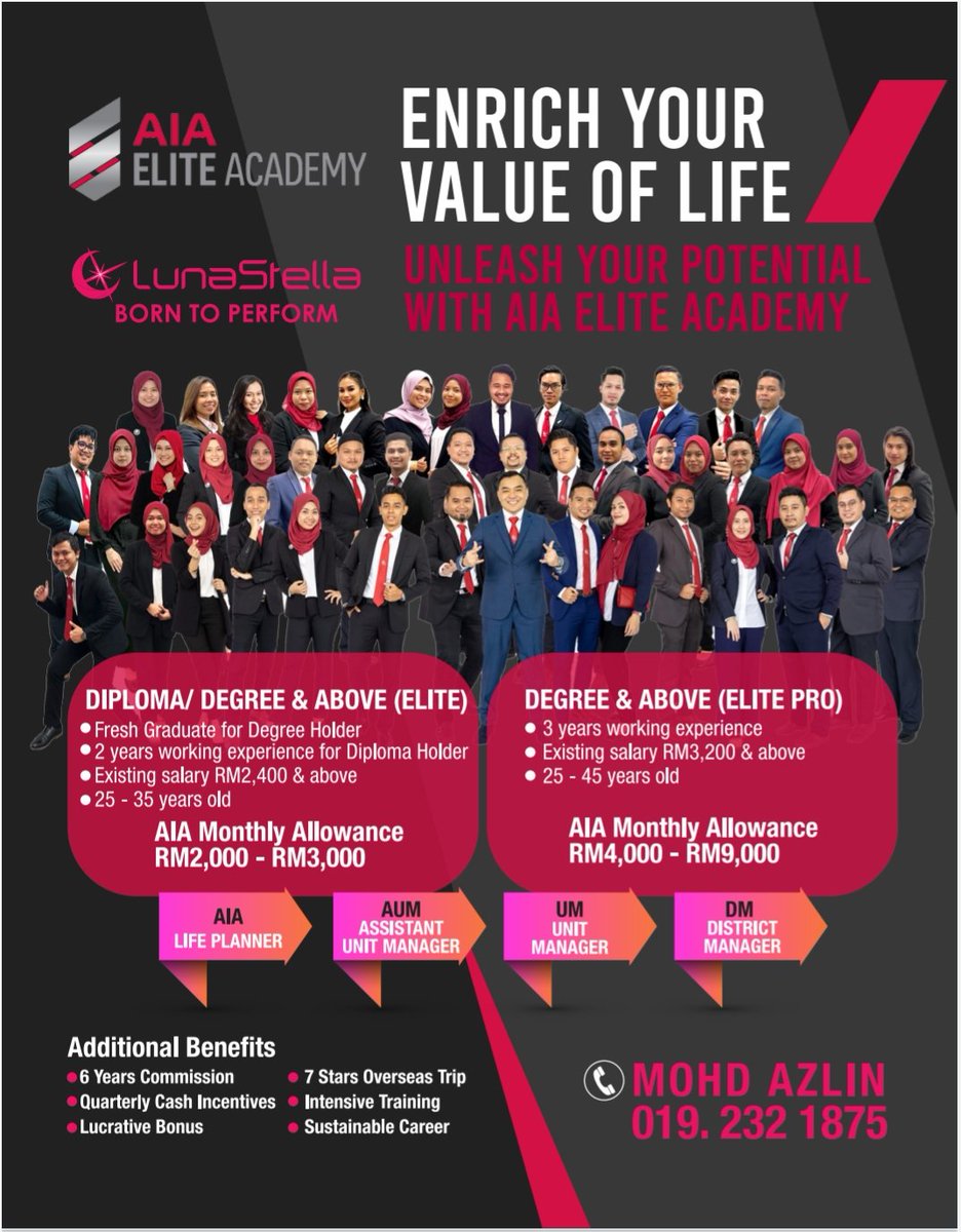 MohdAzlin11's tweet photo. @FaeLovavaa Hi, I am looking for new associates to join me at LunaStella-AIA Million Dollar Agency.Will help you to build new career &amp; income. Contact me at WA link below https://t.co/r9TV6oG5js or forward your resume to 
career.lunastella@gmail.com. Let's explore how we can work together. https://t.co/oGpttv1WCD