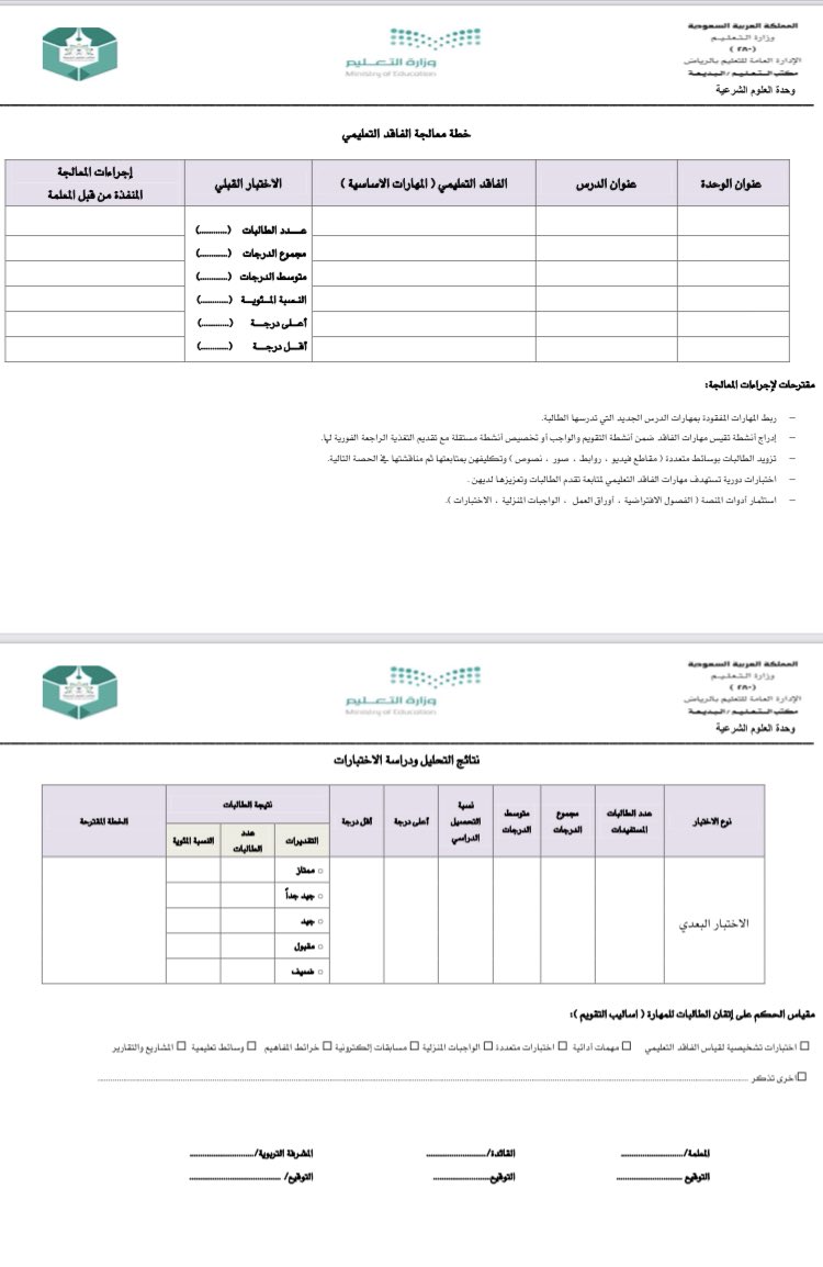 نموذج الفاقد التعليمي