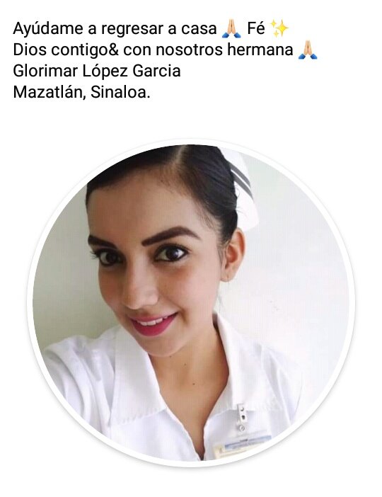 Cheilona's tweet photo. Denle RT #HastaEncontrarla 

"Mami, te seguimos esperando, te extrañamos mucho, encuentra el camino a casa y regresa a darnos amor", así lo compartió la hermana de #GloriMar, la enfermera de 26 años desaparecida en #Mazatlán.
Sus 3 niñas la esperan.

#TeEsperamos
#DiosContigo https://t.co/BUEedsgdyN