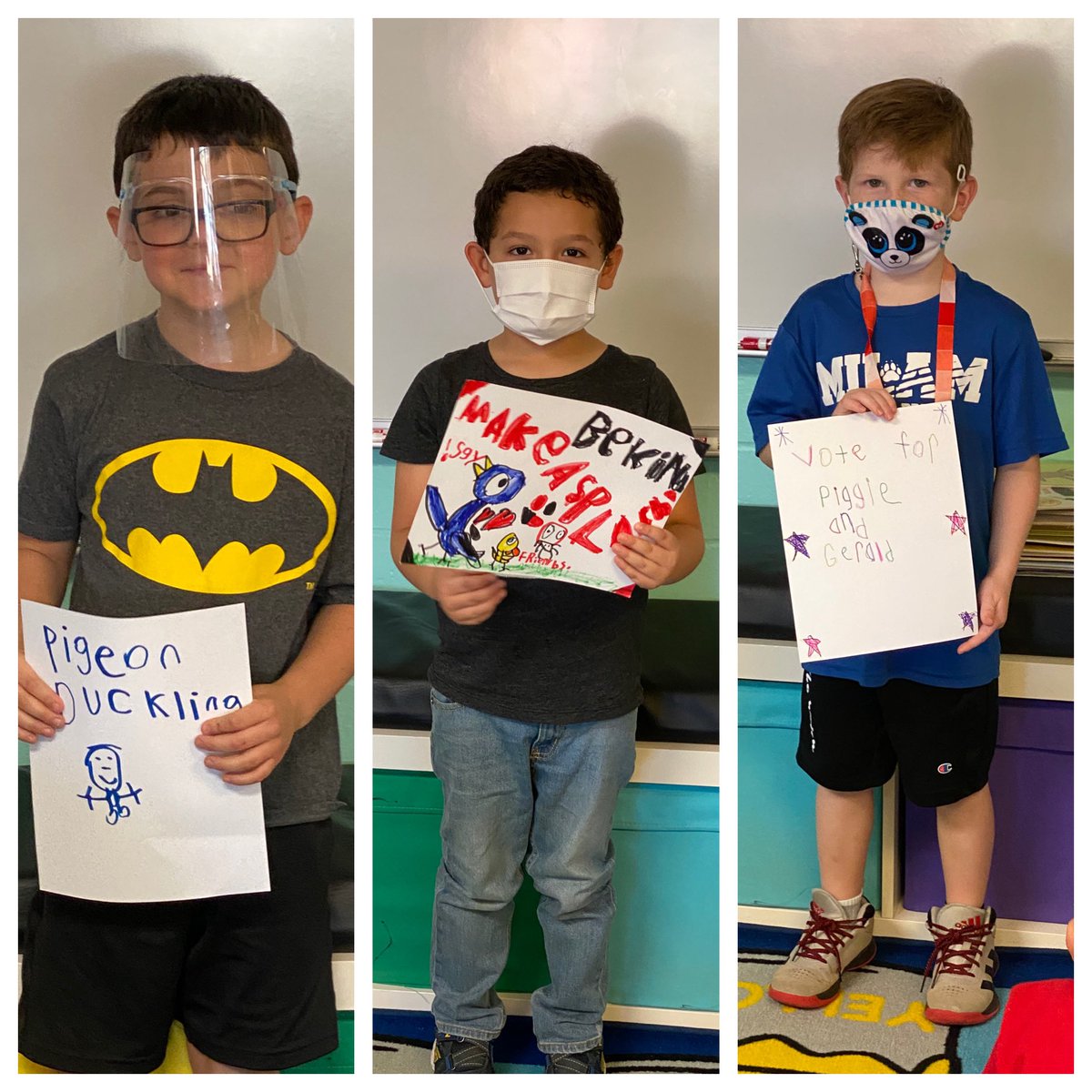 Rfranklinfirst's tweet photo. Such a great day with my first graders learning about voting, campaigning, and researching candidates! It’s especially fun when your candidates are Piggie &amp; Gerald and The Pigeon &amp; Duckling!  @MilamBengals #bethelight #iamwfisd https://t.co/WnlQVSEYid