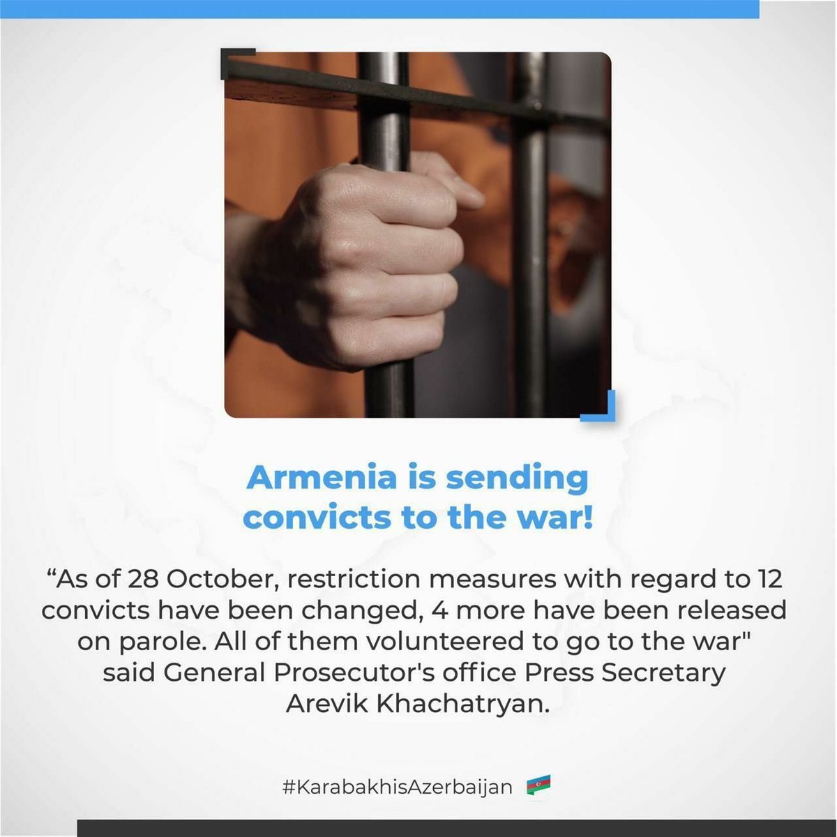 Nobody wants to fight voluntarily in #Karabakh alongside Armenia. The authorities of Armenia have to send convicts to the war. #StopArmenianOccupation #StopArmenianAggression
