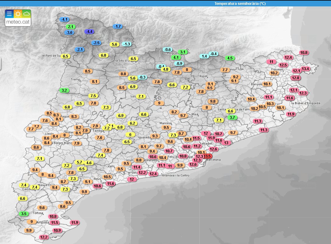 meteocat's tweet photo. La temperatura en general ha experimentat una notable davallada; en general ha baixat entre 2 °C i 6 °C arreu. https://t.co/NNyE71ckbV