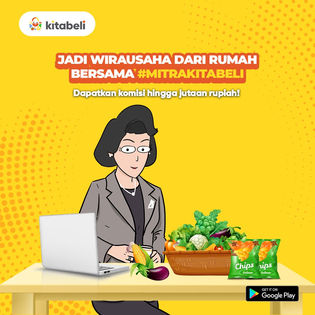 kitabeli_id's tweet photo. Ke pasar beli rawit,
Jangan lupa beli gulali.
Mau coba cari duit?
Join aja Mitra KitaBeli.

Yuhuu, yuk yang lagi pada nganggur, mending join aja! Kamu bisa dapetin komisi hingga jutaan rupiah lho dengan jadi #MitraKitaBeli https://t.co/SRHNc0PPYY