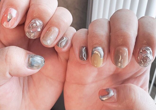 NailLiber's tweet photo. 洋なしとオレンジのフレンチトースト💅🍊🥭#おまかせネイル #ドライフルーツ #ジェルネイル #個性派専門店 #ネイル作品 #男性ネイリスト https://t.co/bRkWmykDzZ