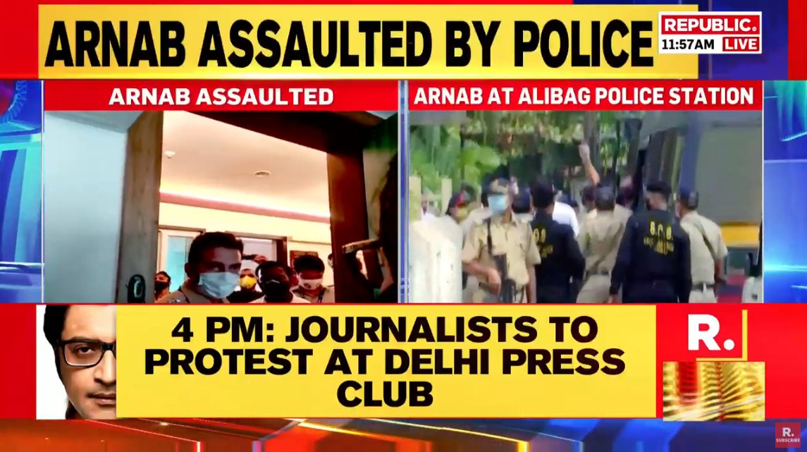 republic's tweet photo. #IndiaWithArnab Black Day for Indian demoracy. I strongly condemn assault on senior journalist #ArnabGoswami by Mumbai police. Vendetta politics should be stopped &amp; freedom of press maintained in Maharashtra by releasing Mr Goswami immediately: @sarbanandsonwal, Assam CM https://t.co/HUTVVN798i