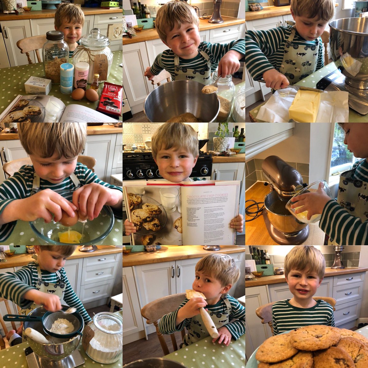 Lucca loved taking part in his @MalvernVale @MVPSOak half term challenge project! Chocolate chip cookies were his choice to make and were absolutely delicious 😊 #makeorbake #juniorbaker #GBBO