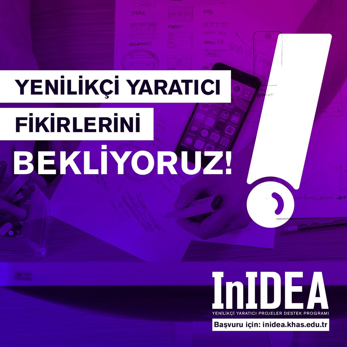 Sanat, sosyal bilimler, girişimcilik, tasarım, teknoloji alanlarında yenilikçi ve yaratıcı fikirlerinizi hayata geçirmek için başlattığımız  InIDEA Programı 2020- 2021 Akademik Yılı I. Dönem Başvuruları başlıyor.Son başvuru tarihi 16 Kasım 2020.