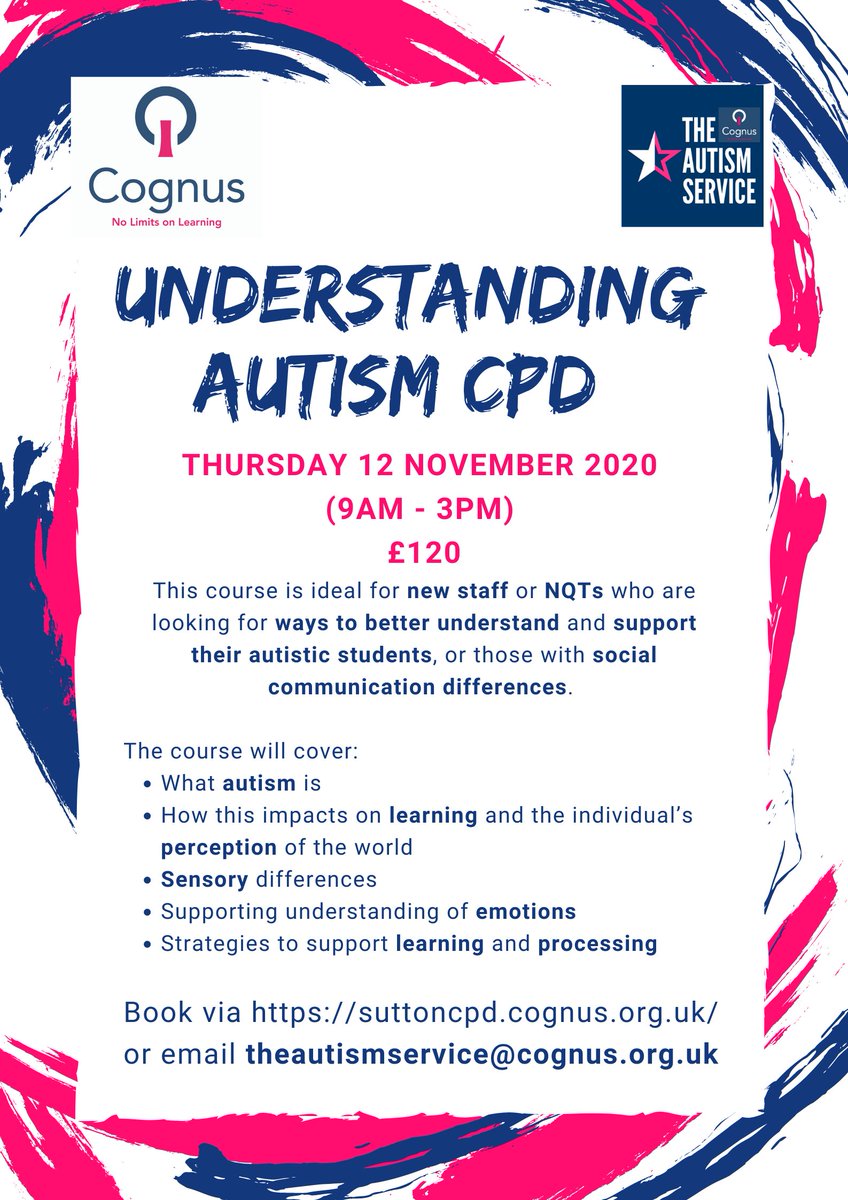 cognus_autism's tweet photo. Do you have a staff member who would like to increase their understanding of autism and how to better support the students they work with?
Register for your place on our Understanding Autism CPD here:
https://t.co/1TudeuCCzO
#schoolcpd #schooltraing #autismtraining #autismcpd https://t.co/rxPmqJfv6V