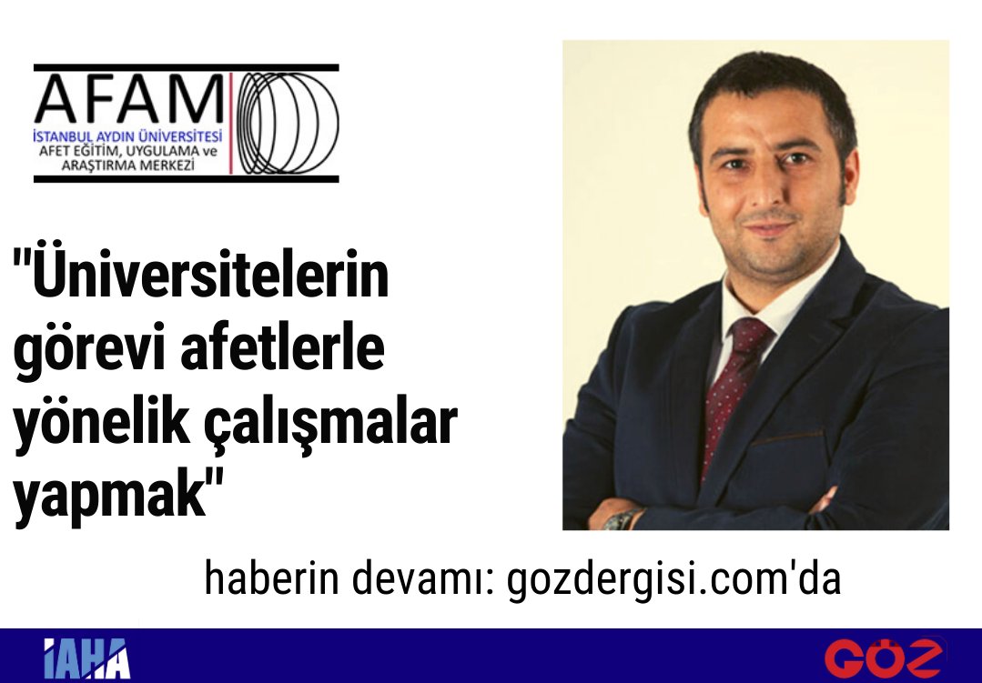 AFAM: Üniversitelerin görevi afetlerle yönelik çalışmalar yapmak
haberin devamı ➡️ gozdergisi.com/afam-universit…
<a href="/IAUKampus/">İstanbul Aydın Üniversitesi</a> <a href="/IAUBasin/">İstanbul Aydın Üni. Kurumsal İletişim Direktörlüğü</a> <a href="/AAFAM9/">İAÜAFAM</a>