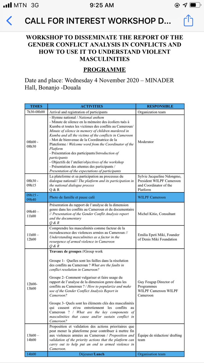 Today our Founder/CEO <a href="/Emily_Efeti/">Emily Miki 🇨🇲</a> will do a presentation on the topic “Understanding masculinities as a factor in the resurgence of armed violence in Cameroon/Comprendre les masculinités comme facteur de la recrudescence des violences armées au Cameroun” with <a href="/WILPF/">WILPF</a> <a href="/Peace_Women/">WILPF Women, Peace and Security</a>