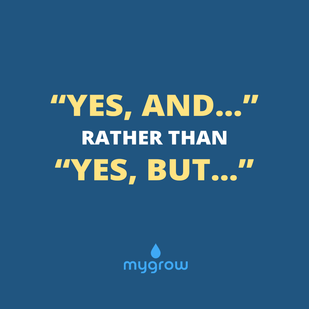 MygrowEQ's tweet photo. “Yes” affirms what you’ve just heard. It says that you’re receptive to others’ ideas. It’s so easy when we think our idea is better, to interrupt with a “yes, but…”. Using “yes, and…” holds the other's idea and adds something to it. More #ideas on https://t.co/WnXVcWridx https://t.co/feszc6EH4S