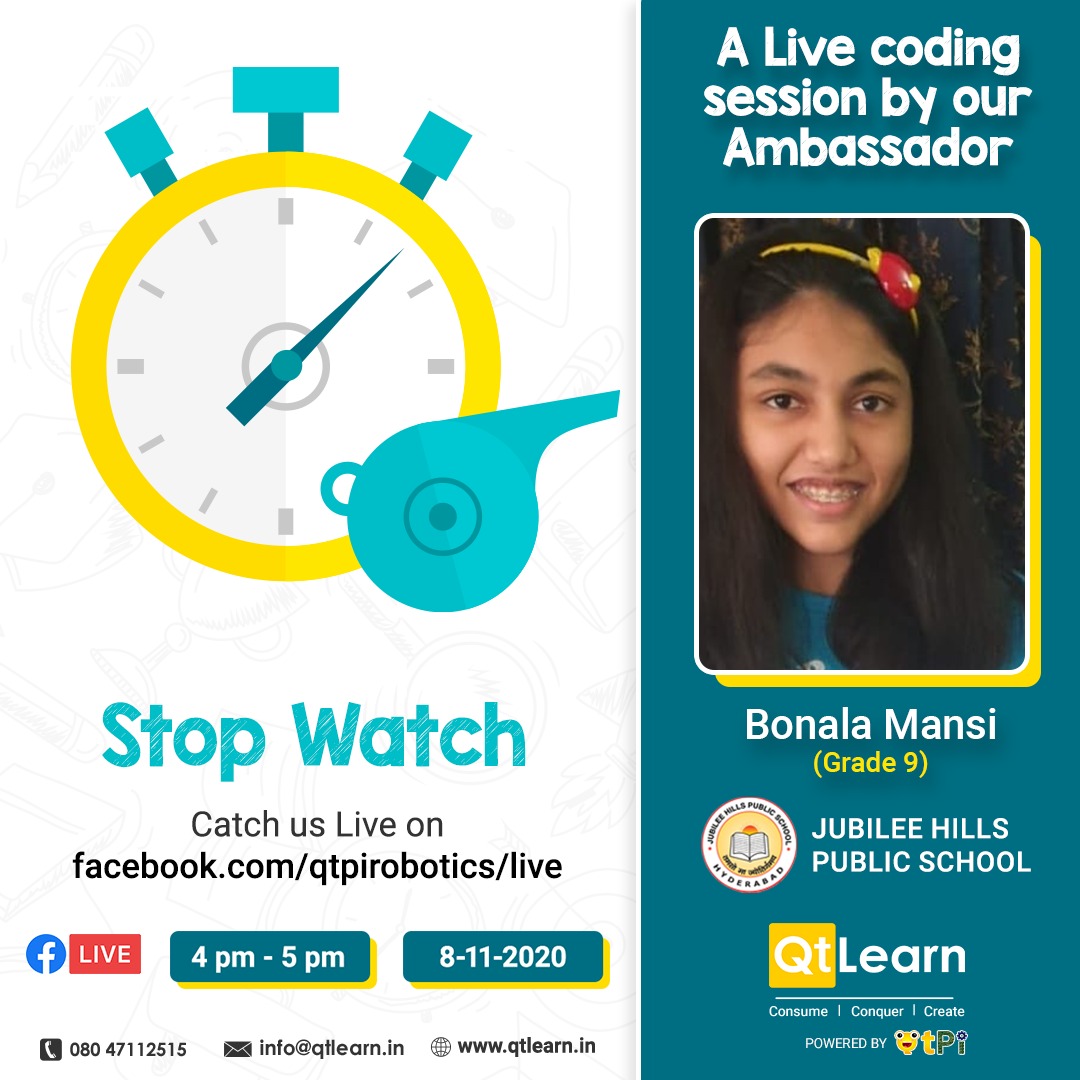 Learning & applying the learning as early is future to be sure footed! As rightly said by, William Shakespeare, 'Better three hours too soon than a minute too late.' Why one need to wait to learn? 

𝐑𝐞𝐠𝐢𝐬𝐭𝐞𝐫 - tinyurl.com/QtPiLive

#codeforIndia #codingcult #STEM #QtPi