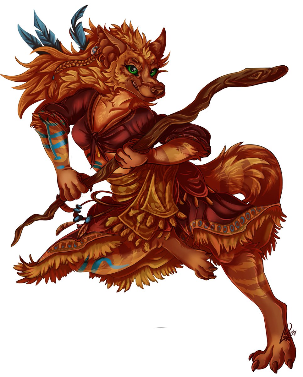 darkylucifer's tweet photo. A hyena Druid DnD commission, so happy with how it turned out <3 #art #Commission https://t.co/9dy2lSxaVz