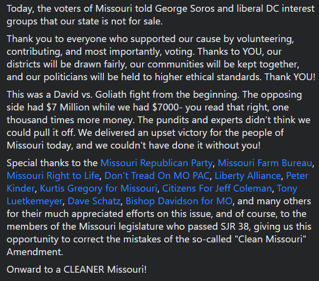 Keep_MO_Great's tweet photo. THANK YOU, Missouri! #MOLeg #YESon3 #MOGov 

@MOFarmBureau @MissouriGOP @TonyForMissouri @DaveSchatz26 @KurtisGregory51 @RepJeffColeman @LibertyAllUSA @BishopADavidson @MORight2LifePAC 

https://t.co/9Jg6GeivoD https://t.co/auK9BJuuCL
