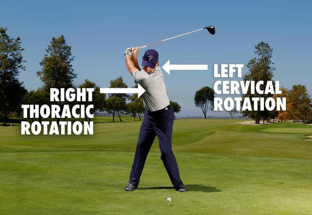 WirralGolf's tweet photo. When assessing rotational capabilities, we often focus on the thoracic spine but overlook the cervical spine. Golfers who lack adequate cervical mobility may have difficulty maintaining dynamic posture in their swing. 

@titleistperformanceinstitute https://t.co/J6ucojlcHT