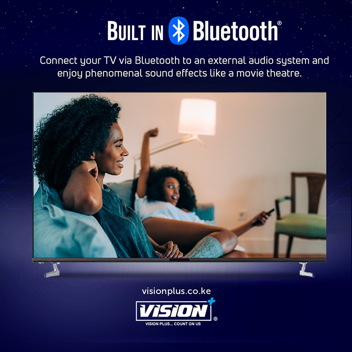 VisionPlus_Ke's tweet photo. Throw away the cables!
We now have wireless connection via Bluetooth.
Now available on our Smart TVs.
Life couldnโt get any better!!
Visit https://t.co/H9D3i5IMdA or call 0724888777 for more info
.#VisionPlusKE #CountOnUs #WirelessConnection https://t.co/YbWq3TuQRI