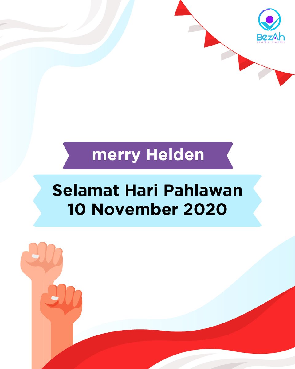BezahOnline's tweet photo. Setiap 10 November diperingati sebagai Hari Pahlawan. Peringatan Hari Pahlawan tersebut untuk mengingatkan pertempuran Surabaya yang terjadi pada 1945. 
yuk jaga nasionalisme dan patriotisme kita kepada indonesia yaaa
#haripahlawan #haripahlawan10november #bimbelonline  #Bezah https://t.co/fA98ycjLNY