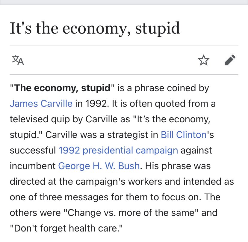 Reminded of this today re Trump winning so many states. Economy being good (pre covid) will help an incumbent.