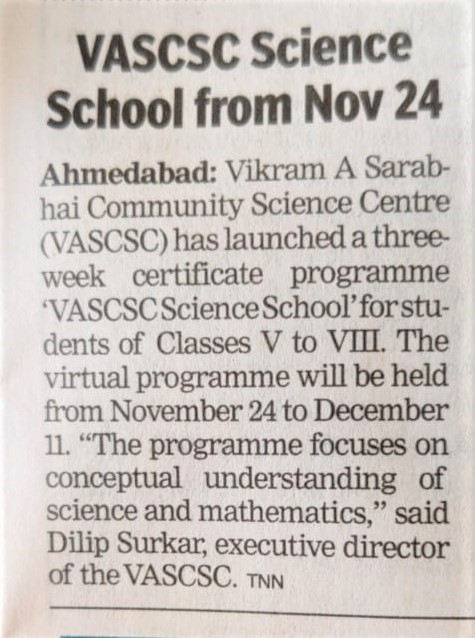 VASCSC Science School - a unique programme for hands-on learning at home!
Coverage in The Times of India, 4 Nov 2020
<a href="/ih_vascsc/">Innovation Hub VASCSC</a> <a href="/VASCSCandSTEM/">VASCSC-ATL</a> @VASCSCShop <a href="/vascscisme/">VASCSC ISME</a> <a href="/DSurkar/">Dilip Surkar</a>