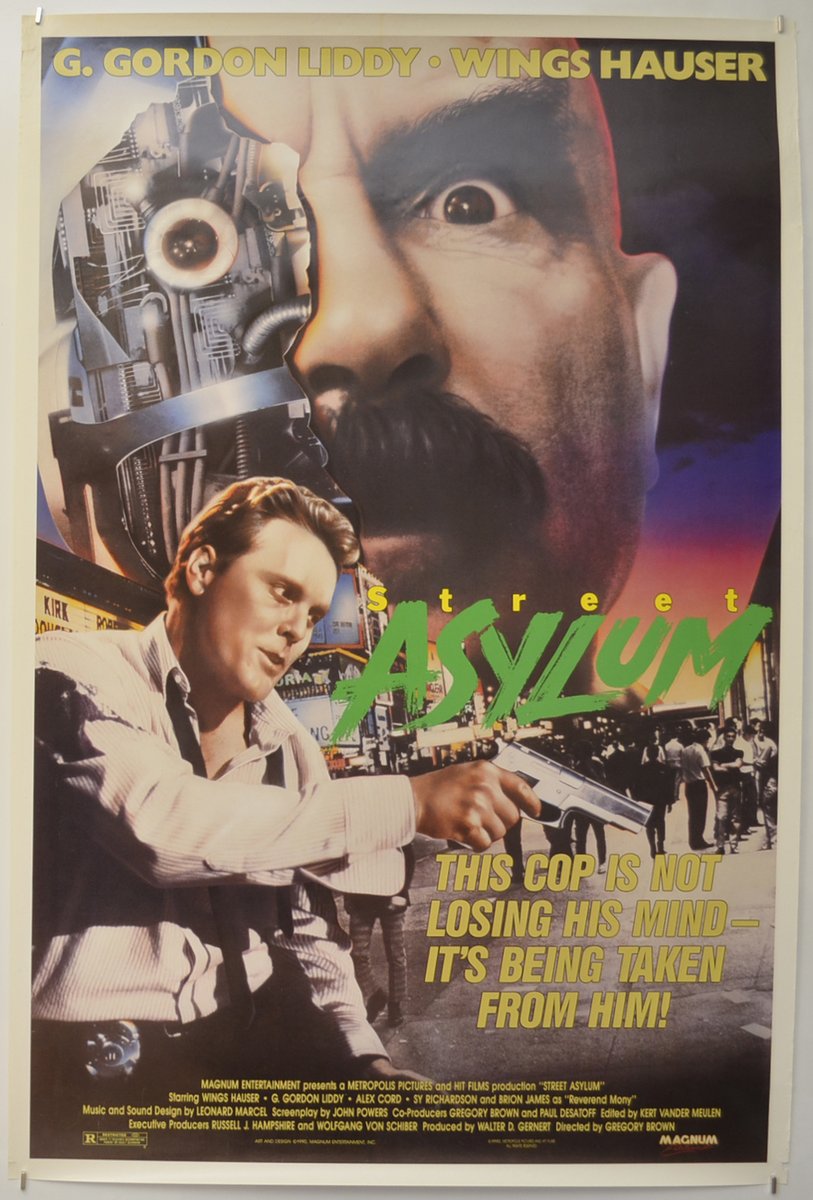 AngusKohm's tweet photo. Street Asylum (1990) by #GregoryDark (taking a break from porn)
#WingsHauser #GGordonLiddy ?!
A group called S.Q.U.A.D. vows to get rid of street scum by any means necessary.
"This Cop Isn't Losing His Mind - It's Being Taken From Him!"
#Action #SciFi
#TrashOrTreasureTuesday https://t.co/YLJ07tDpXU