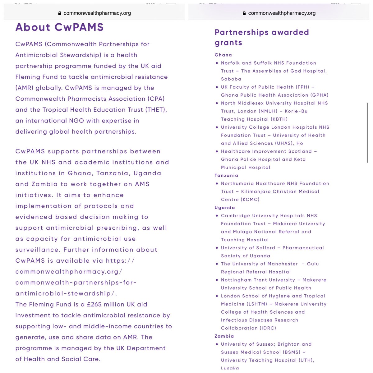 Recent #CwPAMS peer reviewed publications. 
Thank you to all members of the health partnerships in UK, Ghana, Uganda, Tanzania & Zambia.

#CwPAMS is health partnership approach to support AMS. Funding: @UKaid @FlemingFund; managed by @CW_Pharmacists & @THETlinks
cc #CPhOGHFellows