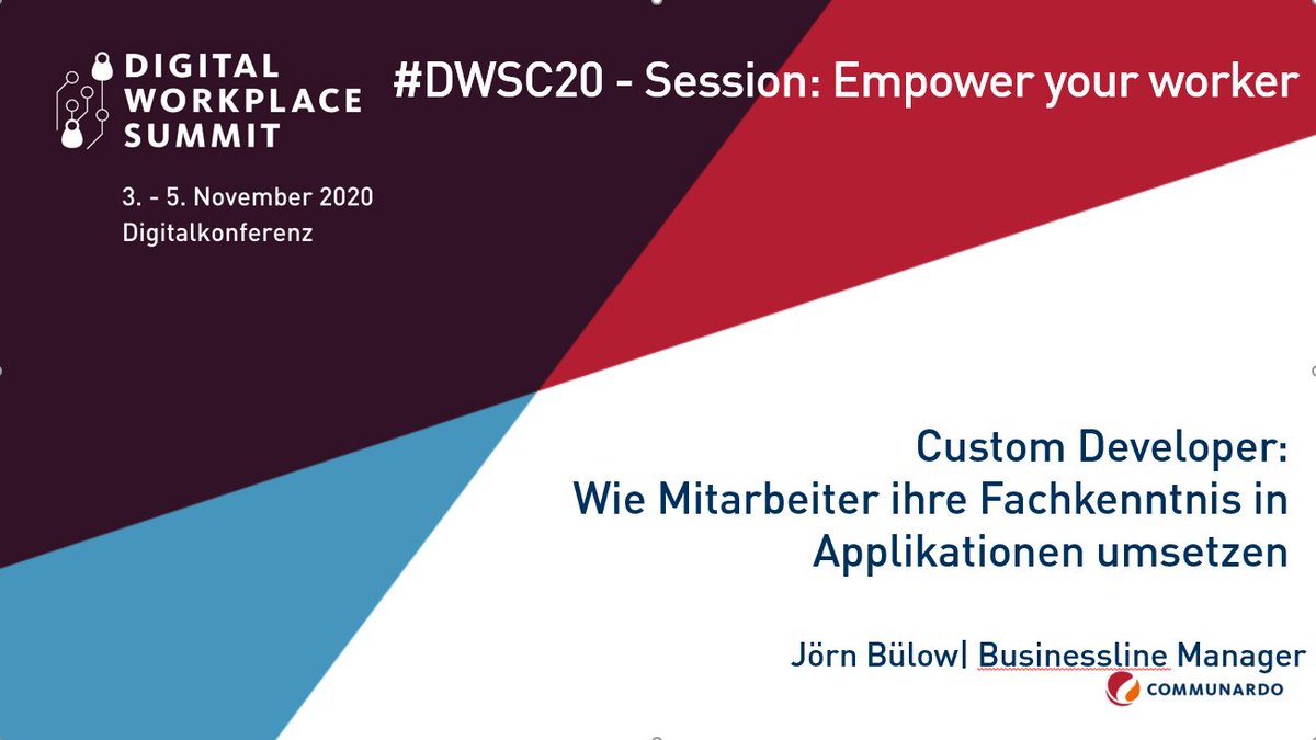Heute am zweiten Tag um 13:30 Uhr freue ich mich auf spannende Diskussionen zum Thema Citizen Developer auf dem #DWSC20 - Viele weitere spannende Sessions kommen heute noch ab 9:45 Uhr mit dem kurzen Impuls zum zweiten Tag.