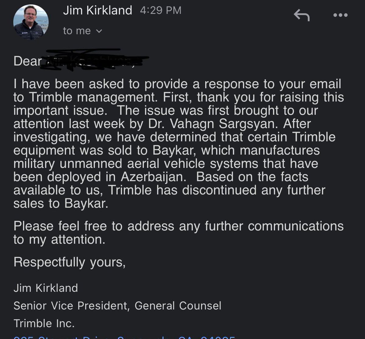 yeghig's tweet photo. #Trimple stops providing parts used in assembling #Turkish #Bayraktar #TB2 drones. https://t.co/uHqL8wwdMe