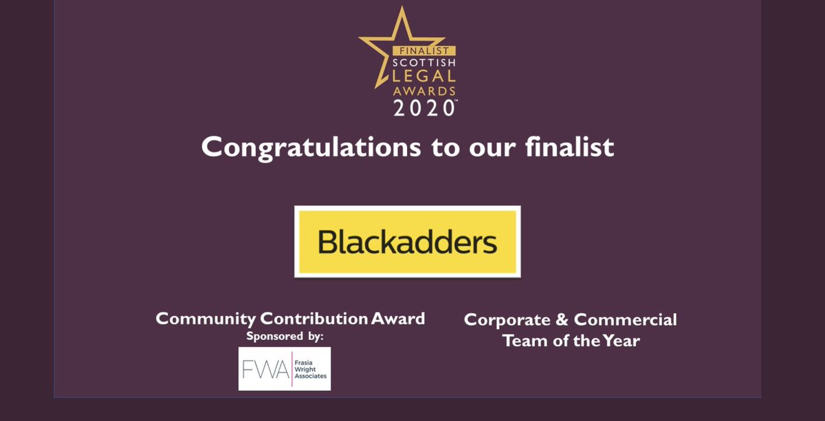 Good luck to finalists tonight #LegalAwards20 And particular  “biggups” to @LawyerLauraMcD #CommunityContributionAward &amp; <a href="/CampbellJSClark/">Campbell Clark</a> #CorporateCommercialTeamOfTheYear #excellence #scottishlaw