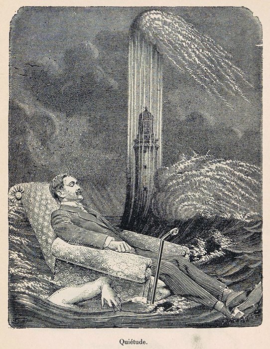 ジム・ショー《氷海に裏切り者が凍らされている第9の地獄のサークルに降りるエスカレータに乗るドナルドとメラニア・トランプ》(2020)
ダンテの『神曲』を基にしたボッティチェリの「地獄の見取り図」(1490年)とマックス・エルンストのコラージュ。 