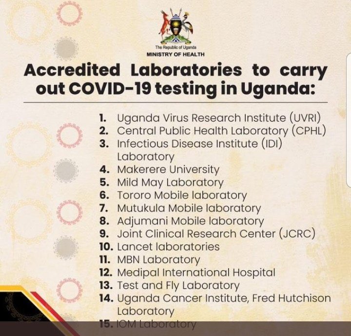 EddiePages's tweet image. Among the accredited laboratories by @MinofHealthUG to carry out Covid19 testing in Uganda is @testandfly 
So you all know that you are dealing with genuine people.
Book now testandfly.co.ug and know your status, get your results in record time.
#TestAndFly