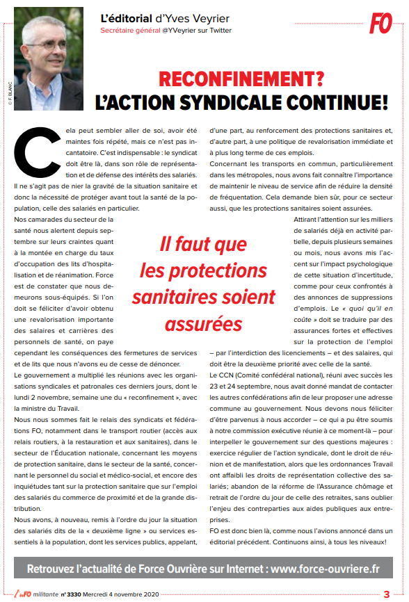 YVeyrier's tweet photo. [#Edito] "Cela peut sembler aller de soi, avoir été maintes fois répété, mais ce n’est pas incantatoire. C’est indispensable : le #syndicat doit être là, dans son rôle de représentation et de défense des intérêts des #salariés."
https://t.co/ikn5d8JP3K https://t.co/hmOILcx6ms