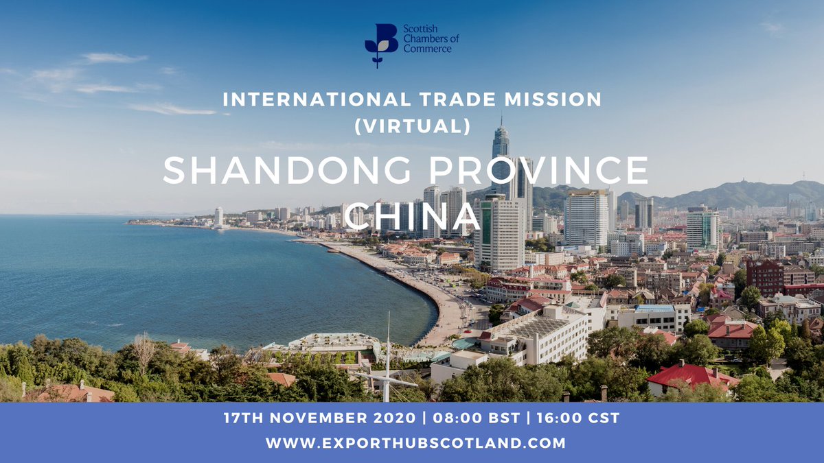 Interested in exploring business opportunities in Shandong and China? 

Why not join our virtual trade mission?

For more details visit:
scottishchambers.knack.com/international-…

#Internationaltrade | #SCCBusiness | #ShandongProvince