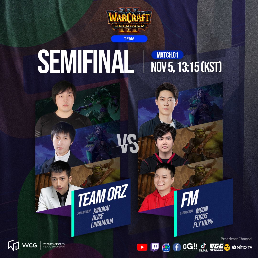 WCG_Contents's tweet photo. [WCG2020 GRAND FINAL: Day 1, Semifinals]

#FIFAonline4
11:15 Winter vs Fire

#Warcraft3 Team
13:15 Team ORZ vs FM
15:45 ELL vs LP

#Crossfire
18:15 SV.QIE vs BS.DY
20:45 AG.HY vs KZ.QIE

#WCG #WORLDCYBERGAMES #WCGCONNECTED https://t.co/dLkgJfkZpG