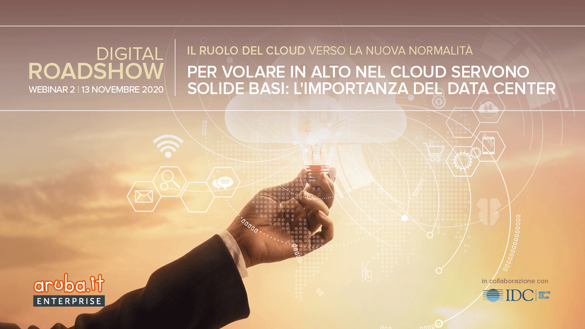 IDCItaly's tweet photo. Il ruolo del #cloud nella nuova normalità. Seconda tappa virtuale del digital roadshow promosso da IDC e @Arubait per aiutare le imprese italiane a realizzare un'organizzazione agile, resiliente e vincente.
13 novembre ➡ https://t.co/Qv5BbYTblR
#CloudNewNormal #DataCenter https://t.co/Mwy5H9bHRf