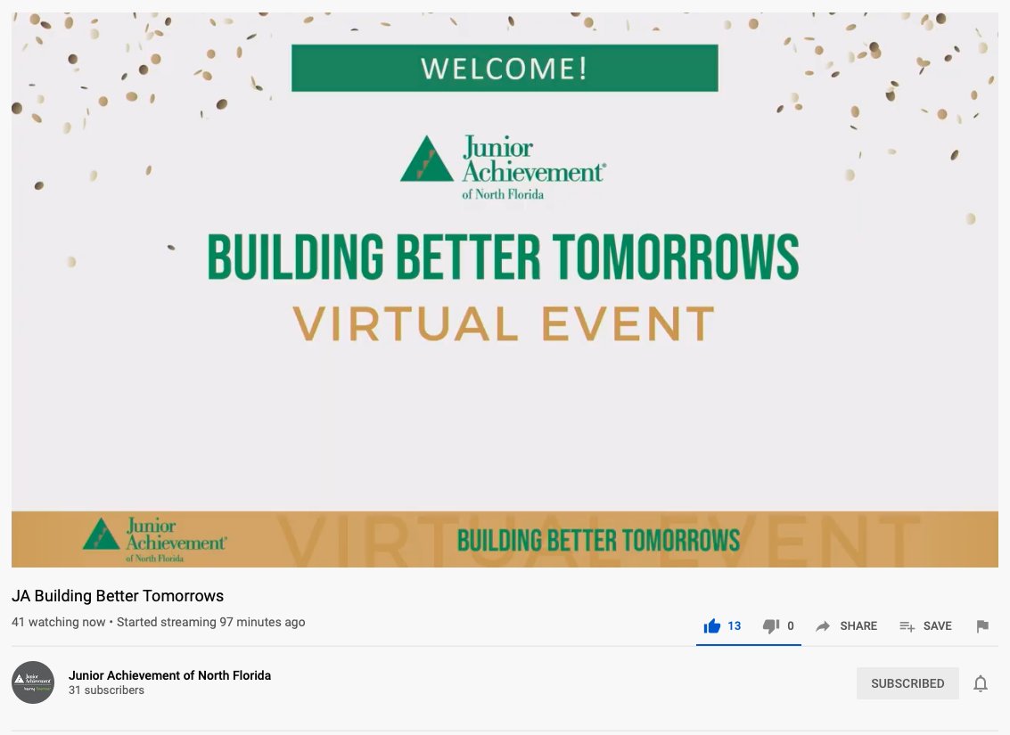 JANorthFlorida's tweet photo. Thank you @sightsoundav for all your hard work and behind the scenes effort to make last night's Building Better Tomorrows Virtual Event look amazing! https://t.co/fc7DqlDNlS
