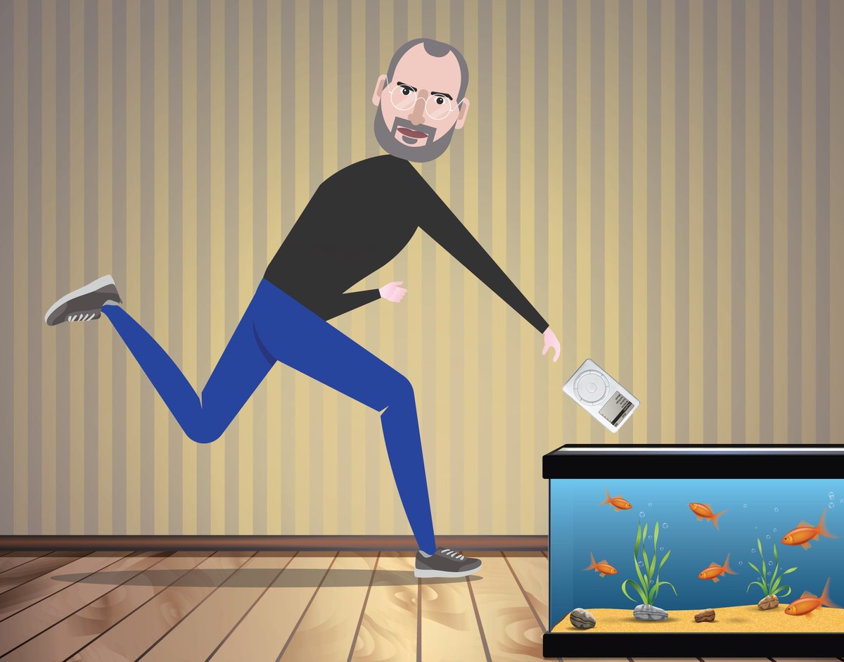 SpringM4rketing's tweet photo. 🍎Apple lancia la prima generazione di iPod 

Si alzò in piedi camminò verso un acquario e lasciò cadere iPod nella vasca. Dopo che il dispositivo toccò il fondo, le bolle salirono in superficie “Queste sono bolle d’aria. Significa che c’è dello spazio dentro. Fatelo più piccolo” https://t.co/s1WoHFmjg2