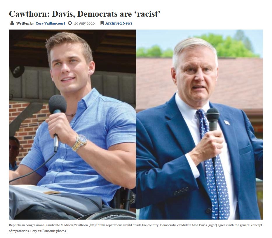 Cawthorn: "Accusing people who have a different political philosophy of being racists [...] degrades our public square and underminers (sic) our ability to solve problems." Also Cawthorn: "Democrats are racist" #ncpol  #nc11 https://smokymountainnews.com/news/item/29537-cawthorn-davis-democrats-are-racist