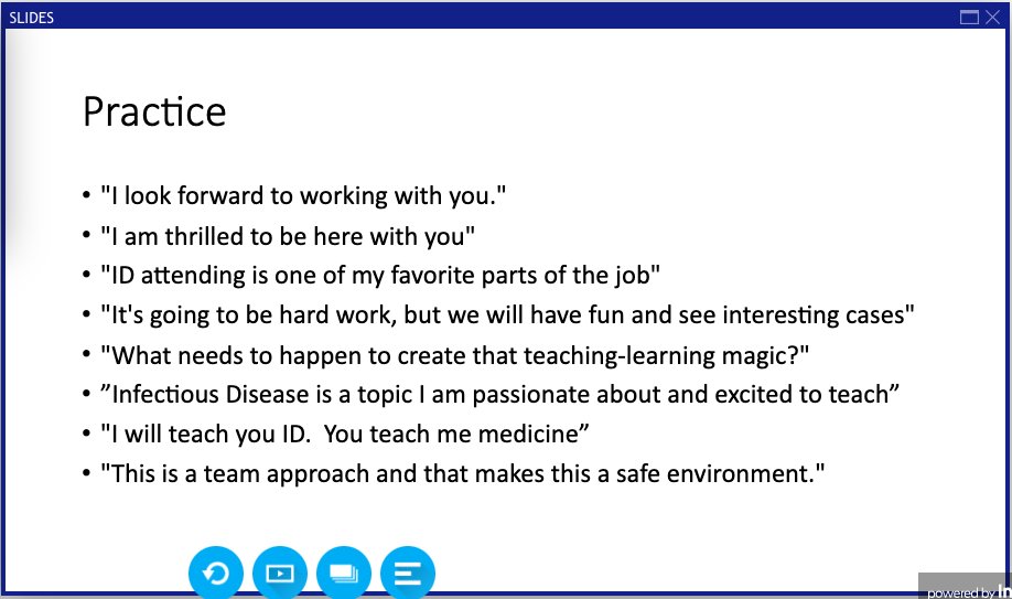 What phrases can encourage a good learning climate? @PCH_SF provides some examples at   #IDWeek2020