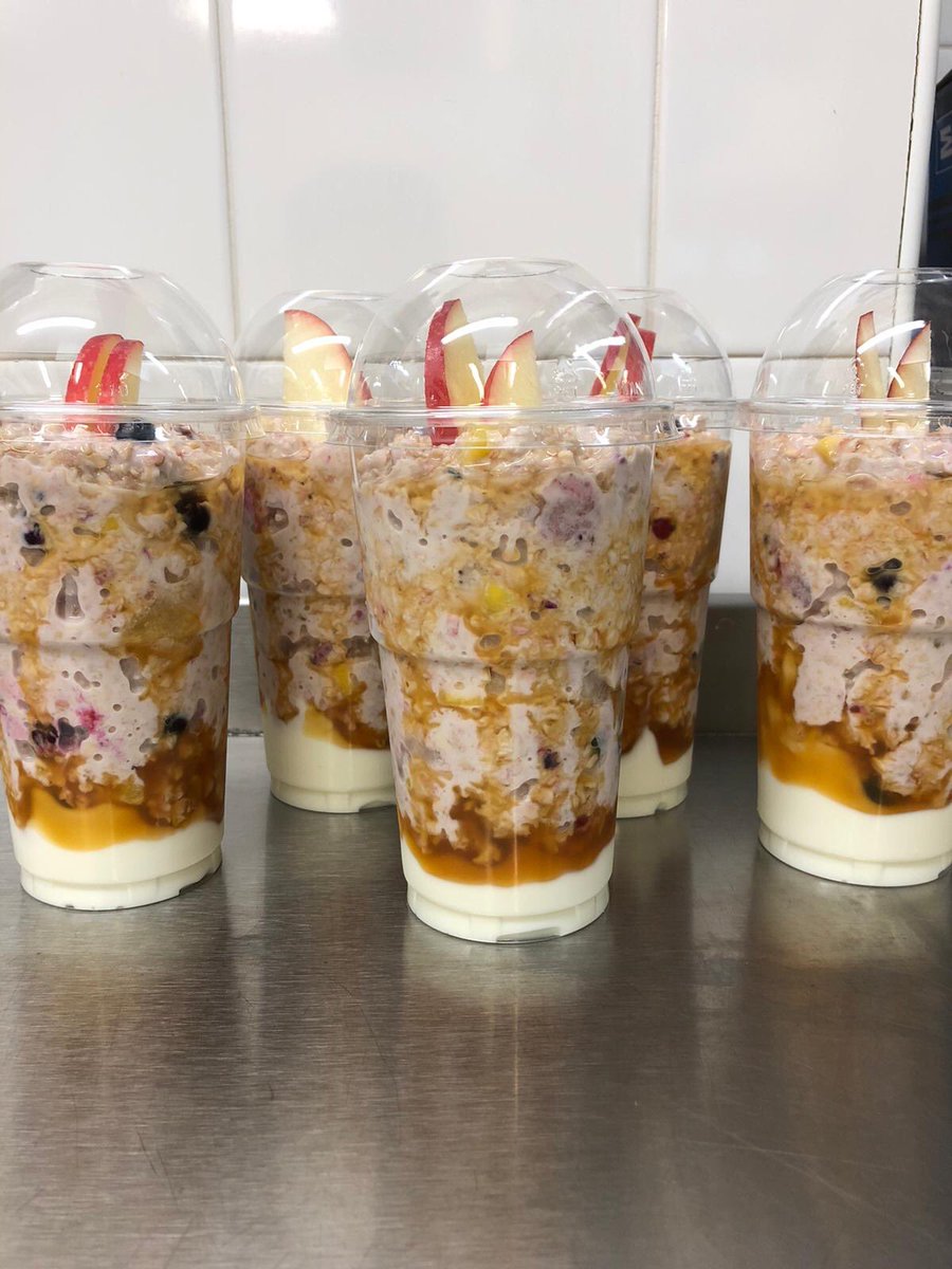 WelshSue's tweet photo. Over night oats    Mixed berries Greek Yogurt. Milk   Caramel topping and honey 🍯 For the staff’s breakfast at @pictorprimary #looksdelicious ⁦@mellorscatering⁩ ⁦@MakinNorma⁩ ⁦@JohnCP_Connolly⁩ https://t.co/c4CioBkgeW