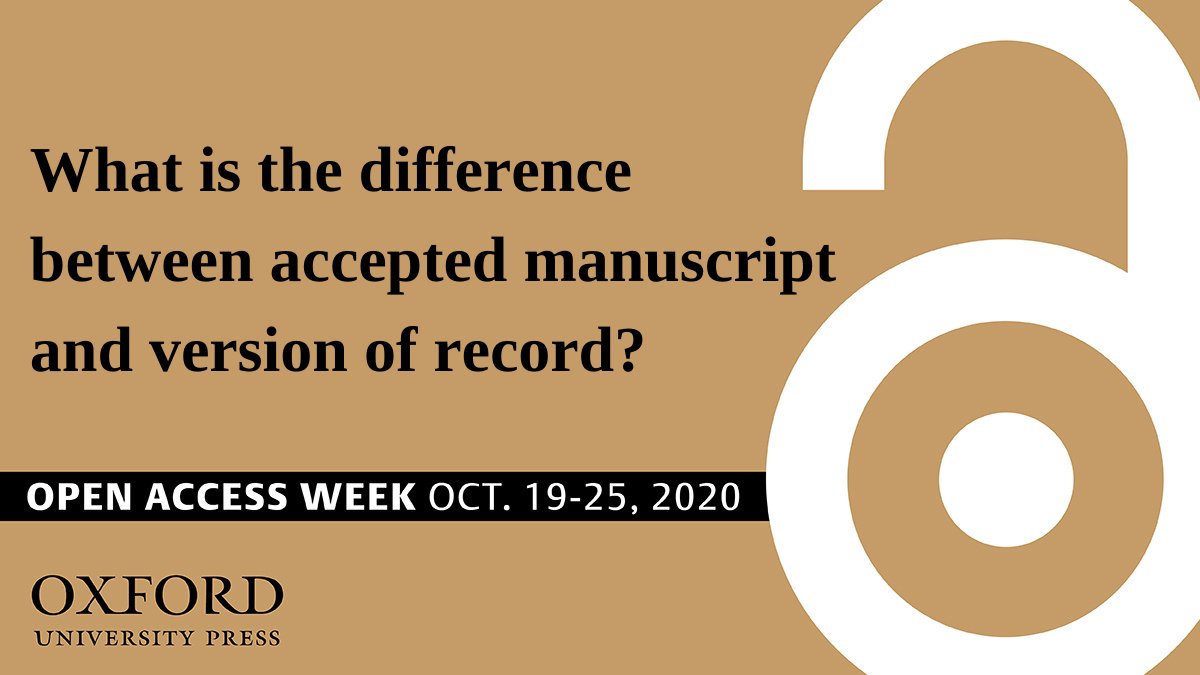 OxfordJournals's tweet image. What is the difference between the accepted manuscript and the version of record? An #explainer thread. The accepted manuscript incorporates all the required changes made during the peer review and acceptance process. #openaccessweek2020