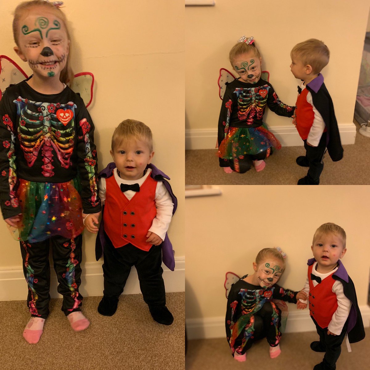 My heart! 😍 My skeleton fairy &amp; my littlest vampire 💜💙