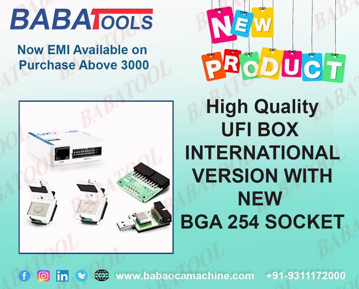 BabaCable's tweet photo. High Quality UFI BOX INTERNATIONAL VERSION WITH NEW BGA 254 SOCKET
##ordernow https://t.co/hN2BF0rvwV
#babaocamachine #babatools
#babacable #babatools
#smd #powersupply #mircoscope
#ufiboxinternationalversionwithnewbga254socket
#ufibox #ufiboxinternational #ufiwithbga https://t.co/8TZjxG3plP