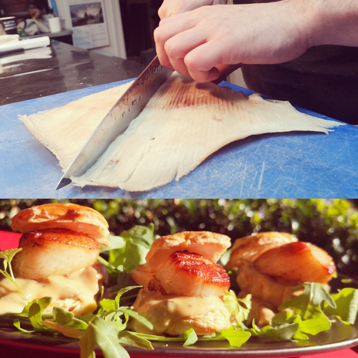 LepetitmondeB's tweet photo. Flo is preparing some skate wings for this weekend's special 🦀🐟 our menu is always full of local seafood #northdevonfoodhub #devonlive #seafood #cheflife https://t.co/hhzq93JraL