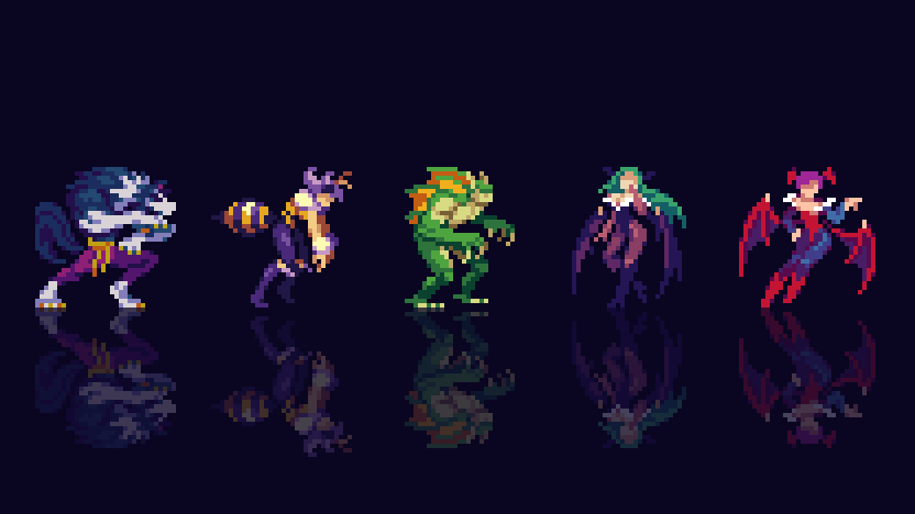 Kingw na platformě X: „The new lads 32x32 #pixelart #ドット絵 #darkstalkers   / X