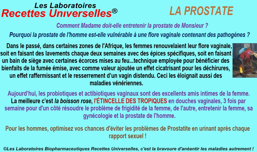 RecettesUHealth's tweet image. LA PROSTATE

Comment Madame doit-elle entretenir la prostate de Monsieur ?
Pourquoi la prostate de l'homme est-elle vulnérable à une flore vaginale contenant des pathogènes ?

Lisez la publication en suivant le lien :

drive.google.com/file/d/196EZiO…

#LesLaboratoiresRecettesUniverselles