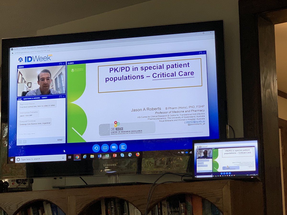 ErinMcCreary's tweet photo. “There are patients on ECMO and RRT... they’re the stuff dreams are made of for pharmacists” 

😂@jasonroberts_pk #IDWeek2020 https://t.co/kg1o4inWon
