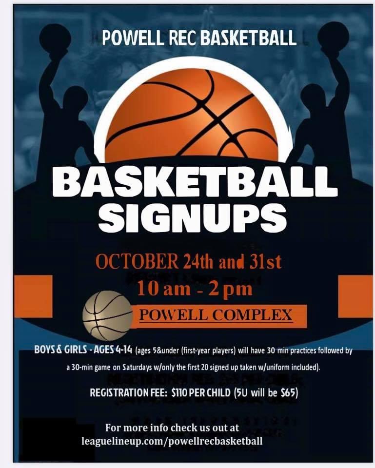 Powell Rec Basketball (@powell_rec) on Twitter photo ‼️Reminder‼️ First signups for the 2020-2021 season at Powell Rec start TOMORROW! We will be at the Complex from 10-2! Stop by and see us! We are looking forward to a great season! <a href="/phsboysball/">Powell Boys Basketball</a> <a href="/PHSCoachFisher/">John Fisher</a> ‼️Reminder‼️ First signups for the 2020-2021 season at Powell Rec start TOMORROW! We will be at the Complex from 10-2! Stop by and see us! We are looking forward to a great season! <a href="/phsboysball/">Powell Boys Basketball</a> <a href="/PHSCoachFisher/">John Fisher</a>